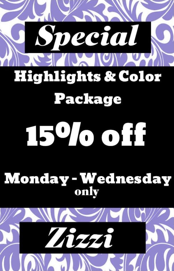 Highlights and Color Package — 15% off Monday to Wednesday