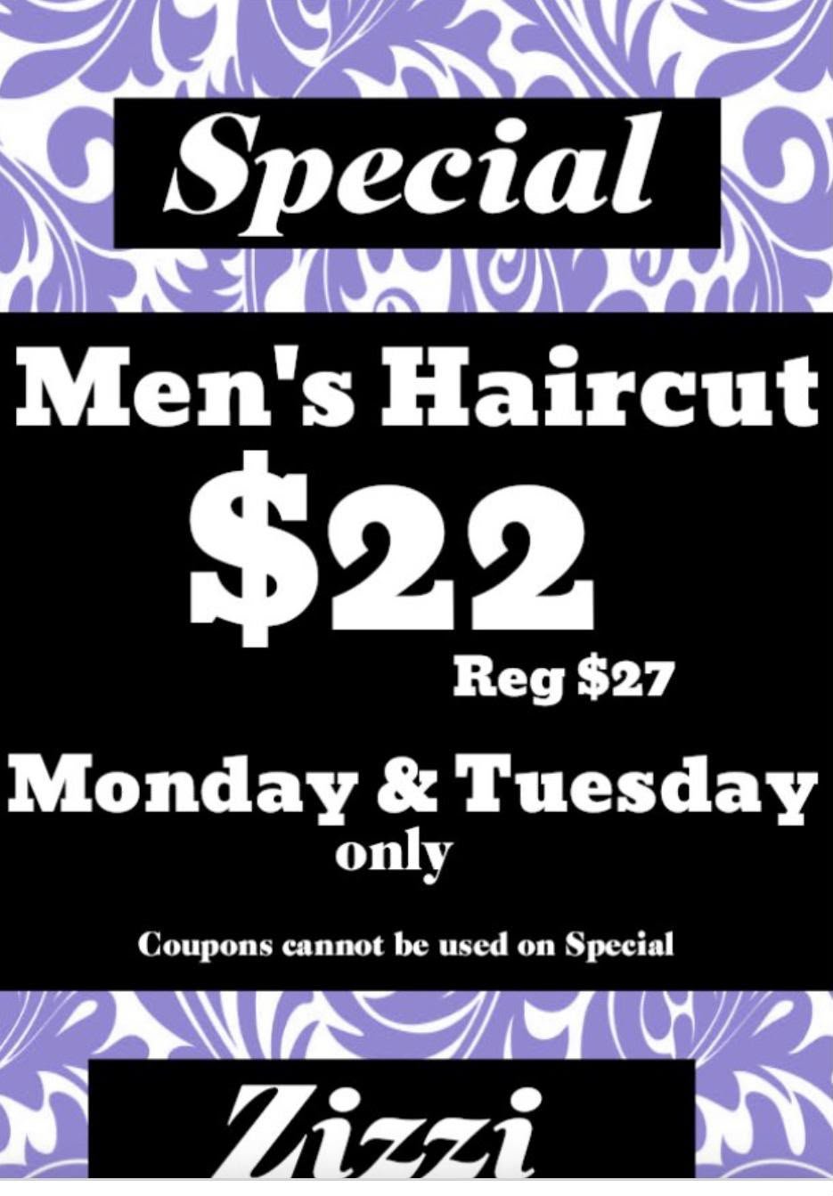 Men's Haircut — 2, Mon and Tue
